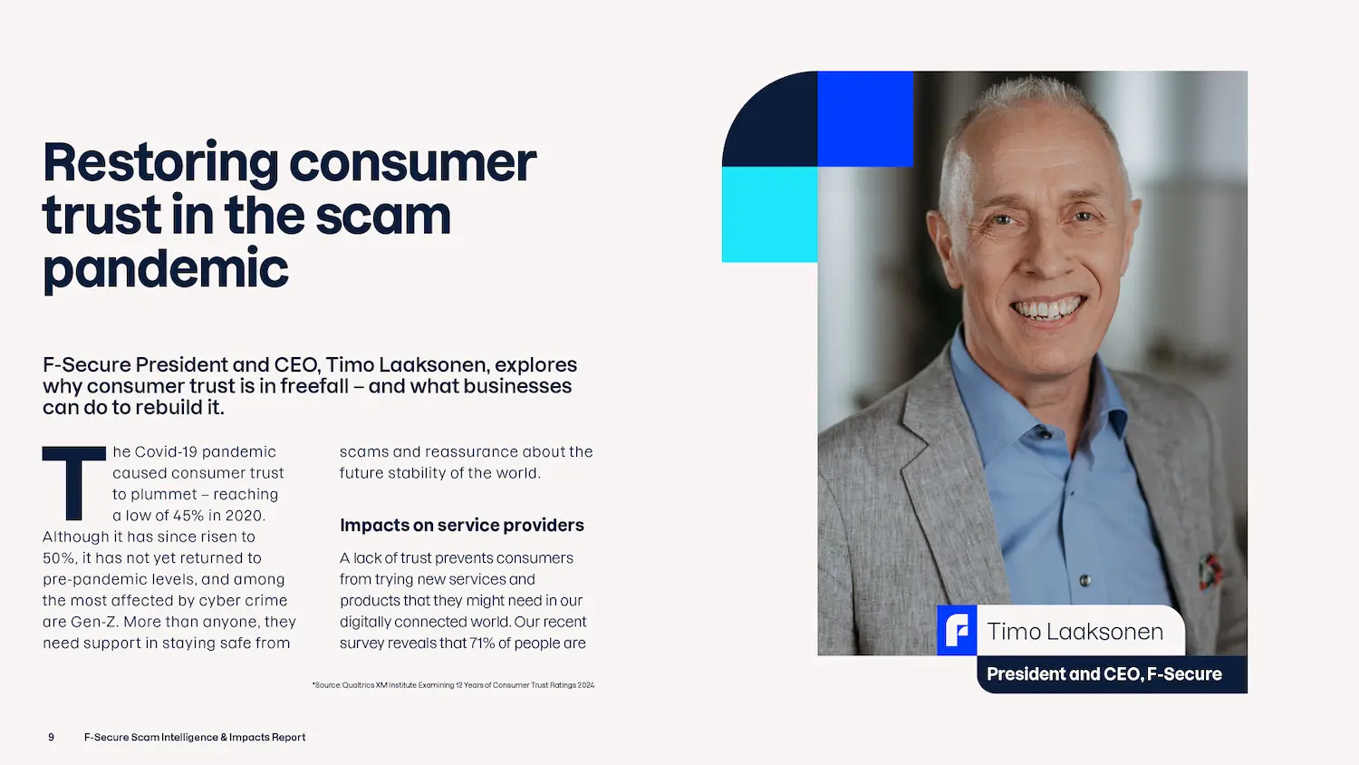 'Restoring consumer trust in the scam pandemic' page from report